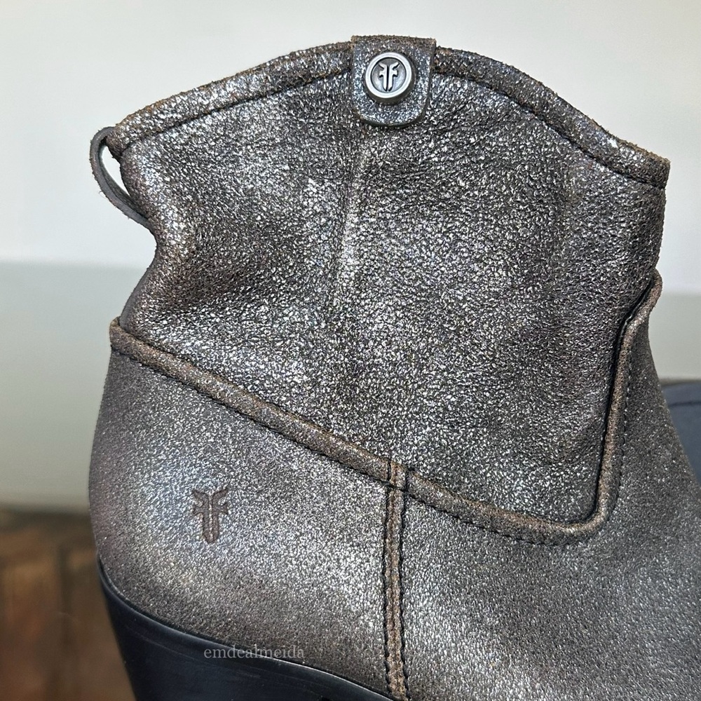 New Western Women Frye Jolene Pull On Ankle Boots Anthracite Metallic Gray - Picture 7 of 10